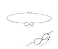 Infinity Symbol with Heart CZ Stone Bracelet BRS-65